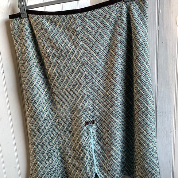 Tapemeasure Vintage Y2K Blue PInk Tweed Pastel Skirt Bow Detail Slit w Slip - 18 - Picture 2 of 16